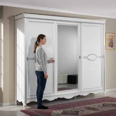 Blanc Classique r Armoire Porte Miroir Chambre Mobilier Design