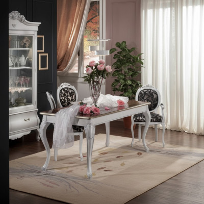 Conception Salle à manger Mobilier en bois 4x Chaise Blanche Table Ensemble de salle à manger Ensemble de salle à manger 5 pièces
