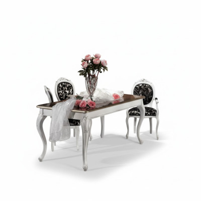 Conception Salle à manger Mobilier en bois 4x Chaise Blanche Table Ensemble de salle à manger Ensemble de salle à manger 5 pièces