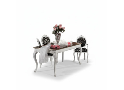 Conception Salle à manger Mobilier en bois 4x Chaise Blanche Table Ensemble de salle à manger Ensemble de salle à manger 5 pièces