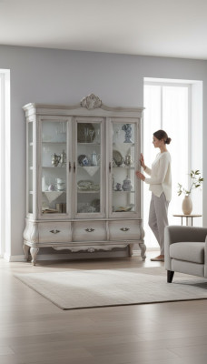 Objet d'étagère en bois Armoire de luxe Mobilier de style classique Buffet Meubles d'armoires italiennes