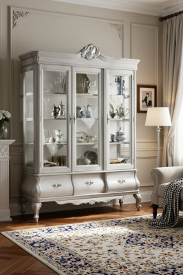 Objet d'étagère en bois Armoire de luxe Mobilier de style classique Buffet Meubles d'armoires italiennes
