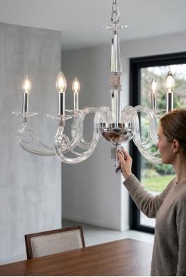 Lustre de plafond luxueux en cristal transparent lustre lampe