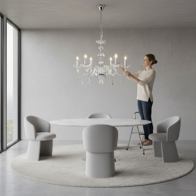 Lustre de cristal de luxe Lustre suspendu lampadaire Lustre en verre diseñador