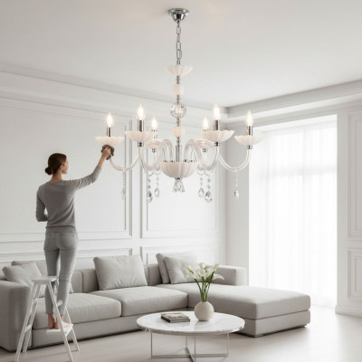 Lustre en cristal Plafonnier Zeus Blanc Plafonnier Lampe