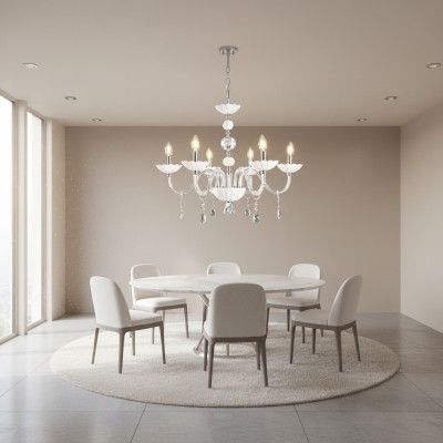 Lustre en cristal Plafonnier Zeus Blanc Plafonnier Lampe