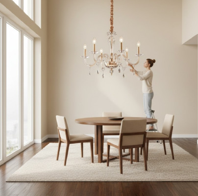 Lustre en cristal, lustre suspendu, lustre de luxe, nouveau lustre