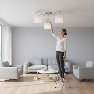 Lustre en cristal blanc Suspension luminaire Lustre plafonnier