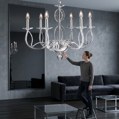 Suspension de cristal lustre classique R Lustre Lampe Plafonnier