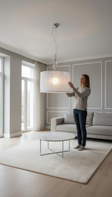 Élégant abat-jour blanc de lustre suspendu au plafond nouvel éclairage