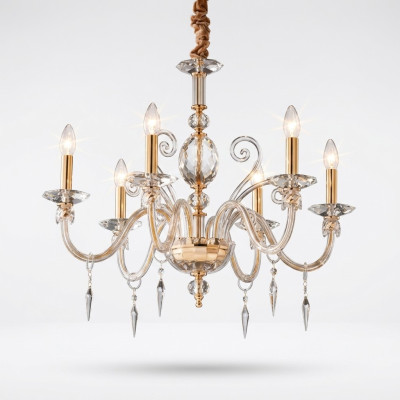 Élégant lustre en cristal doré suspendu au plafond nouveau