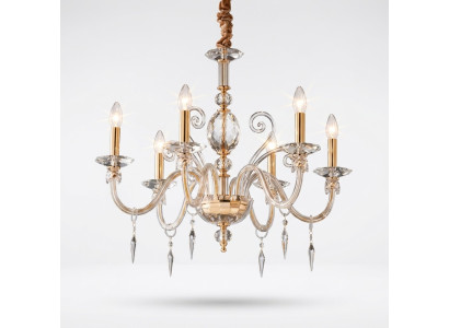 Élégant lustre en cristal doré suspendu au plafond nouveau