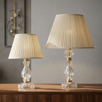 Lampe de table blanche transparente style antique lustre en cristal