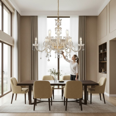Lustre de luxe Lustre en cristal Lustre Suspension Luminaire de plafond Moderne