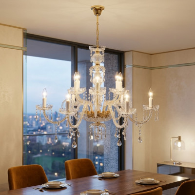 Lustre de luxe Lustre en cristal Lustre Suspension Luminaire de plafond Moderne