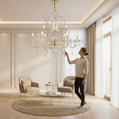 Lustre lampe suspension Lampes éclairage Chandelier or Lampe