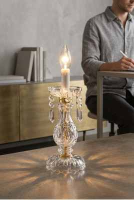 Lampe de table élégante Style antique Accessoires de luxe Lampe à bougie en cristal