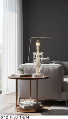 Lampe de table élégante Style antique Accessoires de luxe Lampe à bougie en cristal