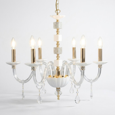 Lustre suspendu Lustre en cristal blanc Lustre de luxe Lampes lumineuses
