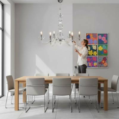Lustre de lustre en cristal suspendu au plafond 6 lampes nouveau