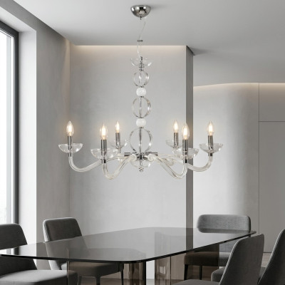 Lustre de lustre en cristal suspendu au plafond 6 lampes nouveau