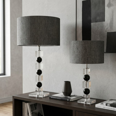 Lampe de chevet classique, lampe de table grise, lampe de table luxueuse