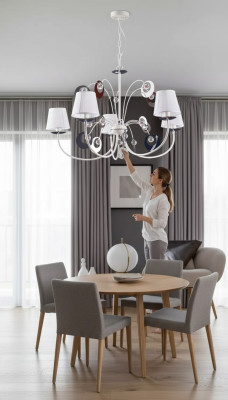 Lustre luxueux 4x Lampes Plafonnier Art déco Blanc neuf