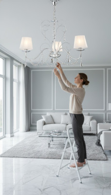 Lustre suspendu en cristal luxueux élégant 3x Lampes Lustre de plafond