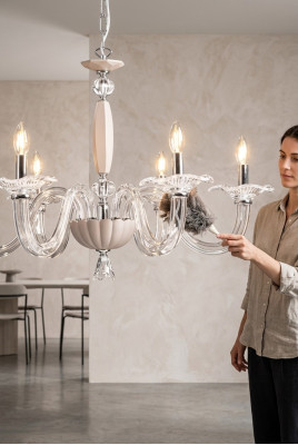 Lustre en verre de cristal, lumière suspendue, luminaire classique de plafond de luxe