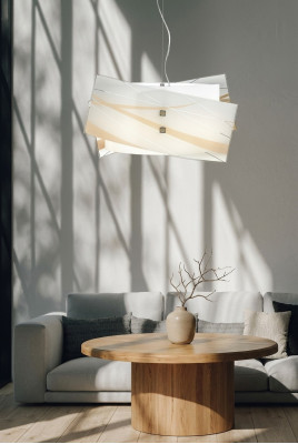 Élégant plafonnier moderne blanc avec 2 lampes.