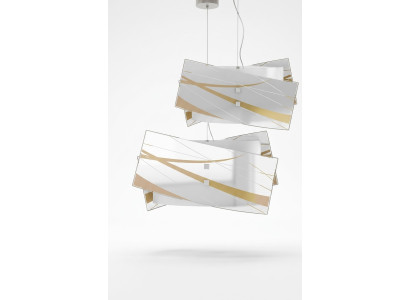 Élégant plafonnier moderne blanc avec 2 lampes.