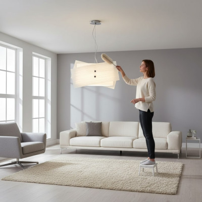 Élégante suspension classique blanche au plafond avec 2 lampes neuves