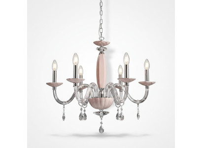 Élégante et moderne plafonnier suspendu beige avec 6 ampoules neuves.