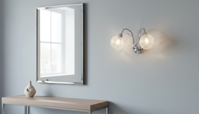 Lustre mural luxueux gris 2x lampes forme ronde décoration