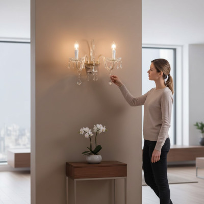 Applique murale classique Lustre de luxe Lampe en cristal Style lustre