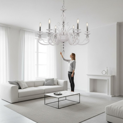Lampe de plafond Lustre de plafond Chandelier Lustre En Verre Blanc Lampes Style Antique
