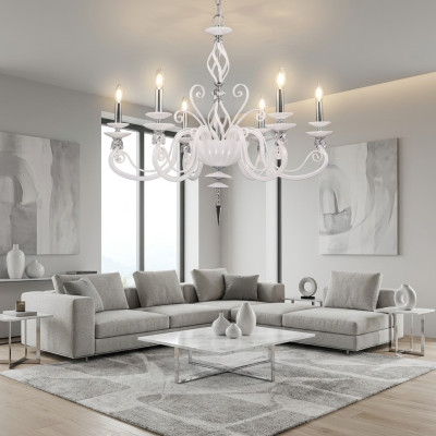 Lampe de plafond Lustre de plafond Chandelier Lustre En Verre Blanc Lampes Style Antique
