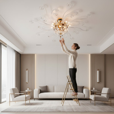 Lustre de plafond Lustre Lampe en cristal Lustre de plafond de luxe Lampe lustre