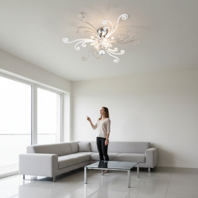Lustre de plafond de luxe blanc Lustre Lampe de plafond Luminaires de cristal