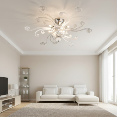 Lustre de plafond de luxe blanc Lustre Lampe de plafond Luminaires de cristal