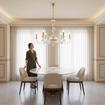 Lustre de plafond de luxe Lustre Luminaire en cristal