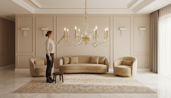 Lustre Plafonnier 8x Lampes Lustre de Luxe Lampe Plafond Luster en Cristal