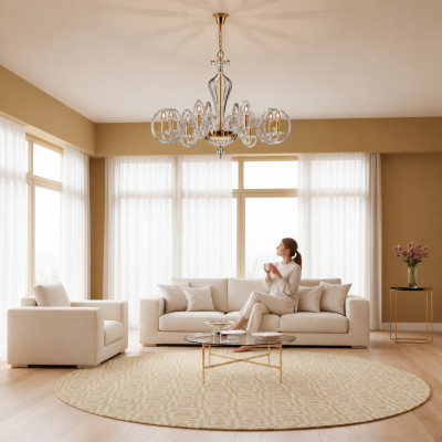 Lustre en cristal Lustre Lampe Plafonnier Luminaire Lustre suspendu neuf
