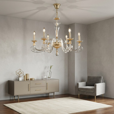 Plafonnier Lustre de luxe Lampe en cristal Lumière suspendue Lampes dorées