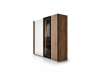 Armoire moderne de luxe en bois, armoires en verre élégantes pour chambre.