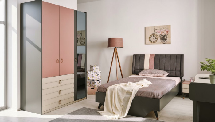 Chambre Ensemble Lit Table de chevet Armoire Moderne Luxe Setra Set