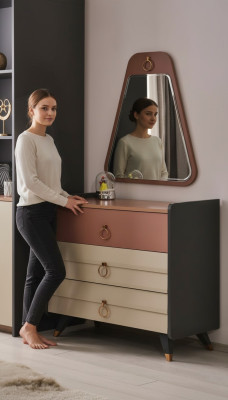 Commode avec miroir Setra Commode moderne Design de luxe Chambre à coucher nouveau