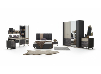 Luxueux set de chambre grise pour jeunes avec 7 pièces pour chambre d'enfants