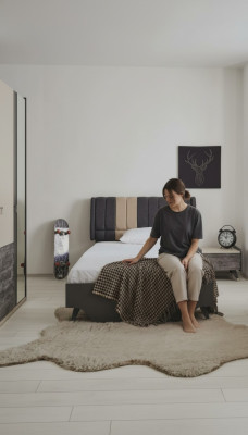 Luxueux ensemble de chambre grise élégante moderne lit table de chevet nouveau