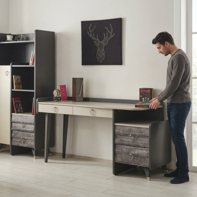 Moderne mobilier de chambre en bois gris de luxe et élégant.